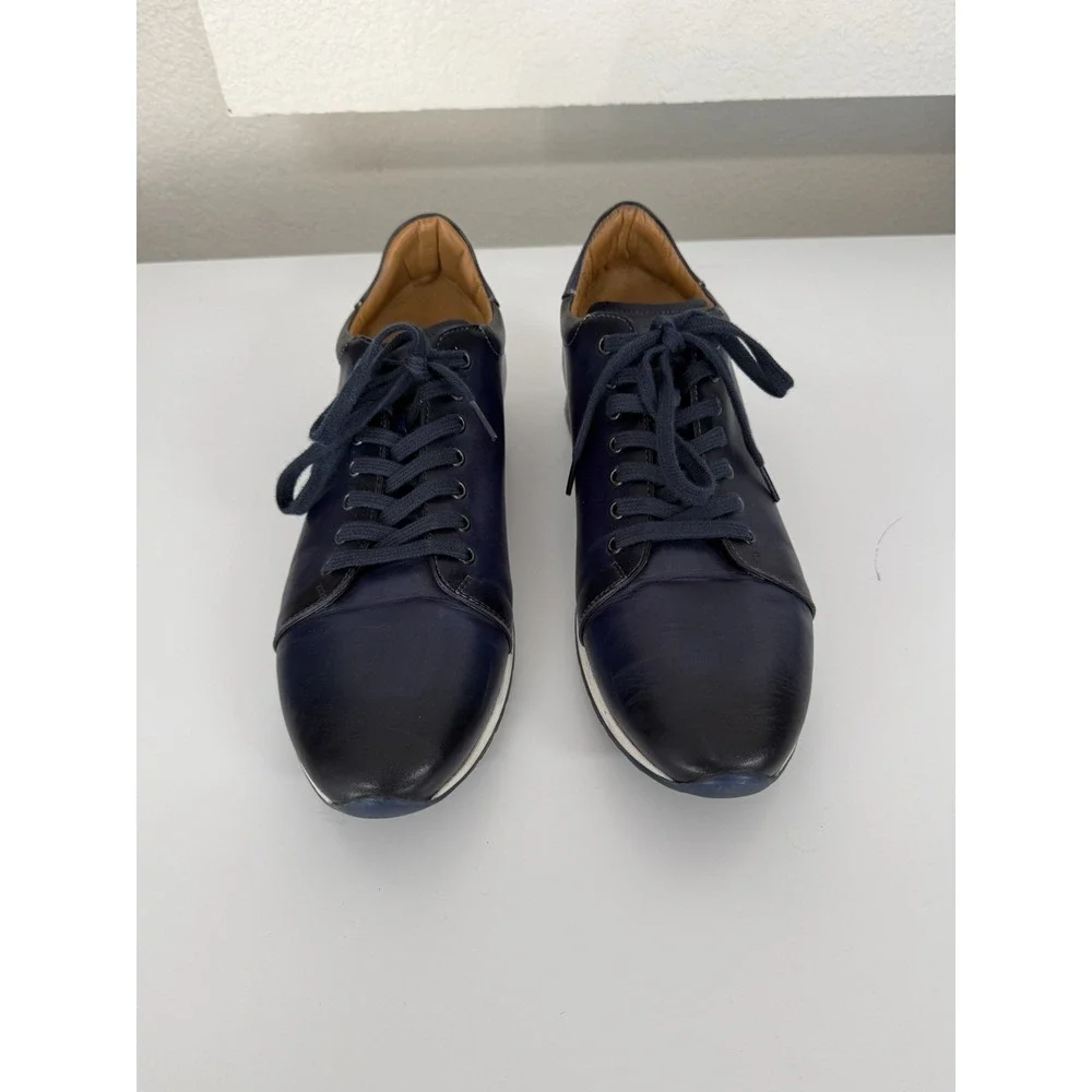 Mezlan Mens 12 M Navy Leather Low Top Sneakers Casual Dress Shoes Made In Spain